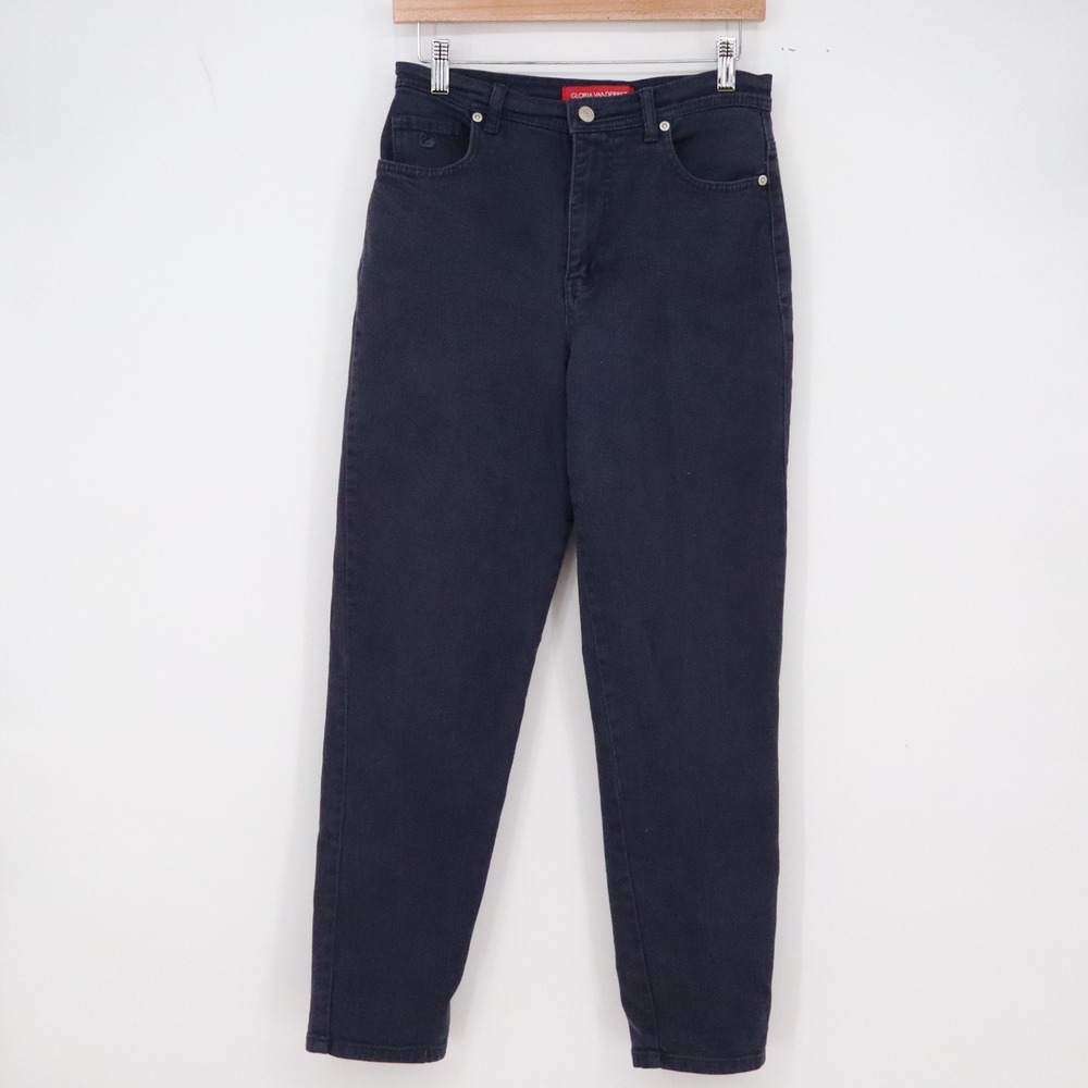 Gloria Vanderbilt Jeans Womens 1 High Rise Tapered Navy Blue Denim Excellent